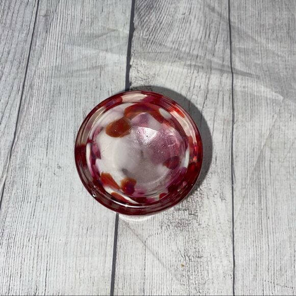 Glass painted vase 6” tall approx 2.5” wide red and white - Picture 3 of 3